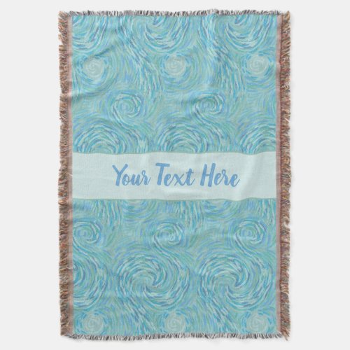 Teal Blue and Aqua Watercolor Art Personalized Throw Blanket