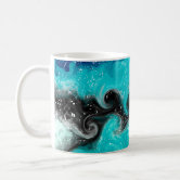 Teal and black Marble texture acrylic Liquid paint art Coffee Mug