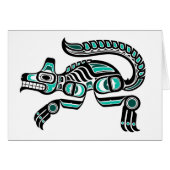 Teal Blue and Black Haida Spirit Wolf (Front Horizontal)