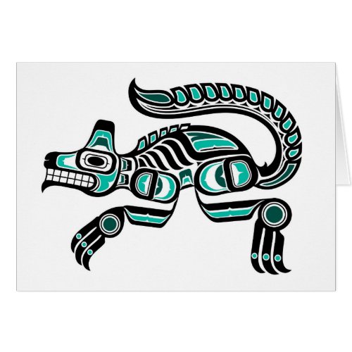 Teal Blue and Black Haida Spirit Wolf