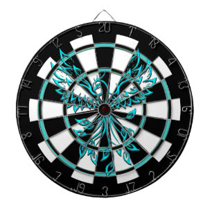 Teal Blue and Black Phoenix Rises Regulation Dart Board