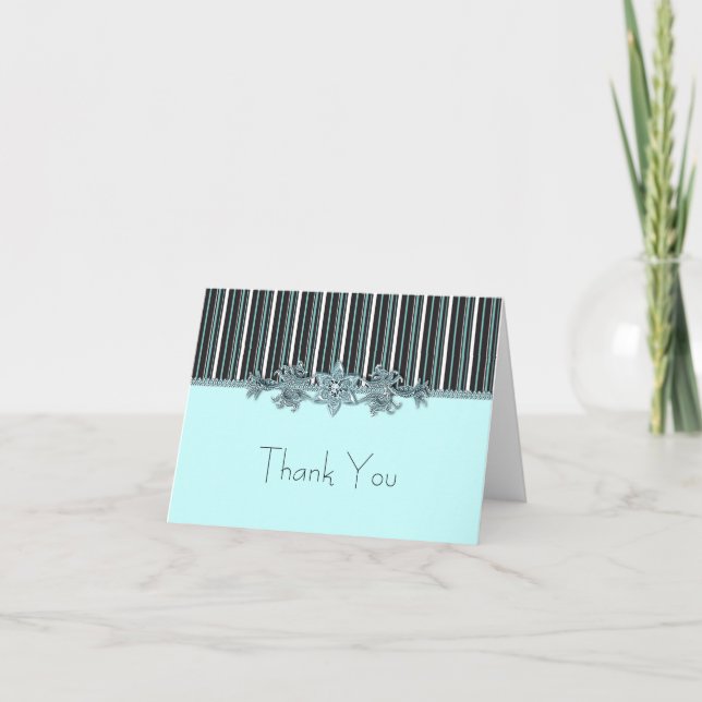 Teal Blue and Black Thank You Cards (Front)