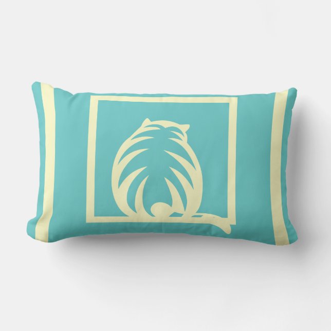 teal blue and cream CATS  modern  pillow (Front)