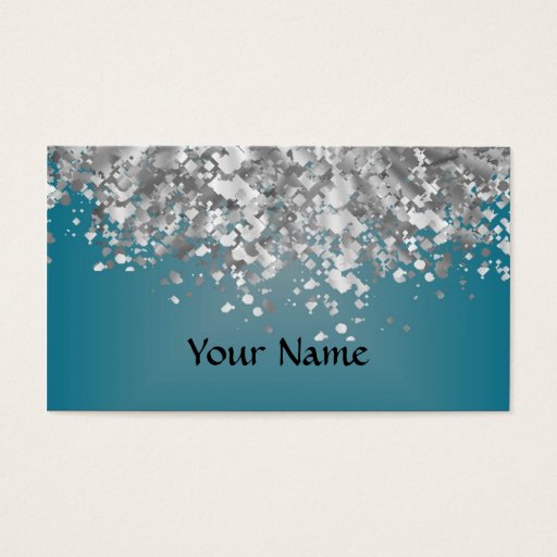 Customizable Teal blue and faux glitter business card template
