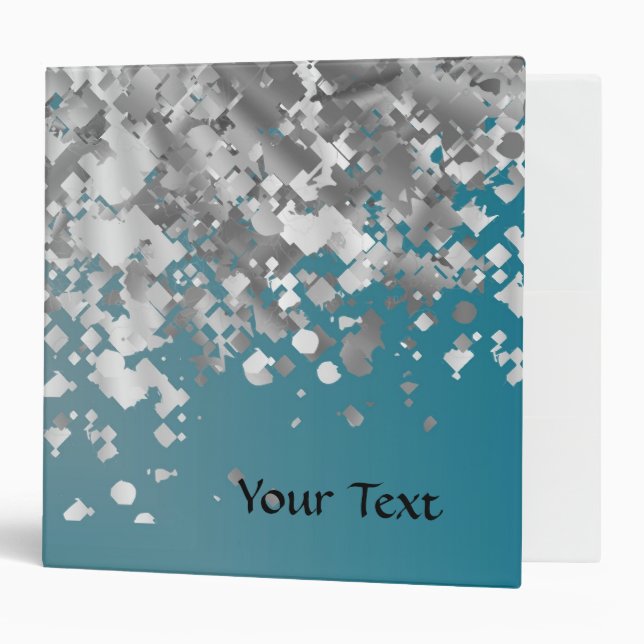 Teal blue and faux glitter 3 ring binder (Front/Inside)