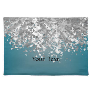 Teal blue and faux glitter placemat