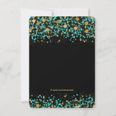Teal Blue and Gold Quinceanera Invitation (Back)
