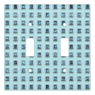 Teal Blue and Golden Gem Modern Light Switch Cover