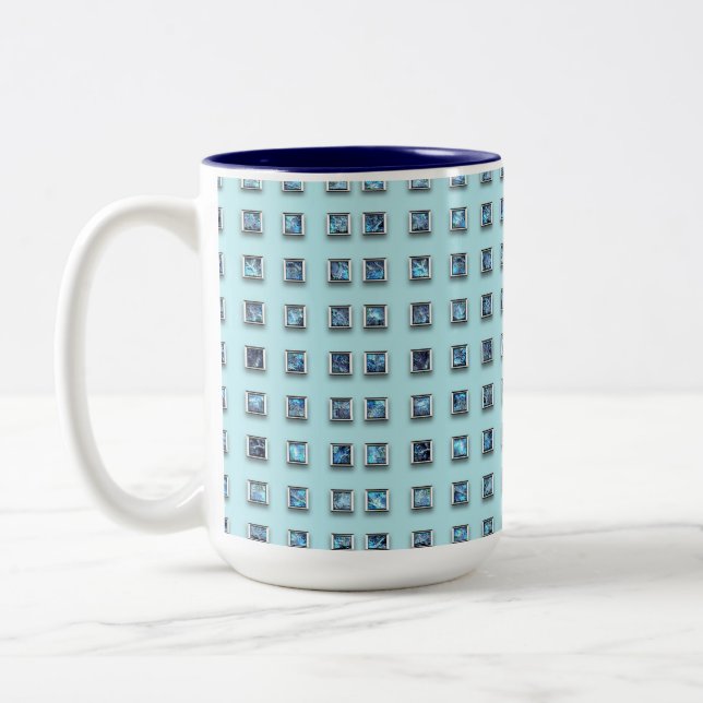 Teal Blue and Golden Gem Modern Two-Tone Coffee Mug (Left)