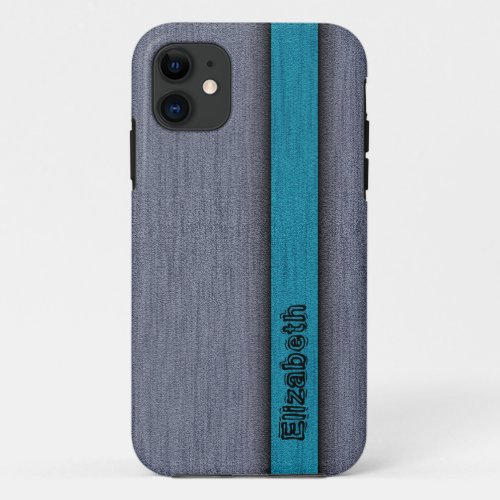 Teal Blue and Gray Professional Modern 2 iPhone 11 Case
