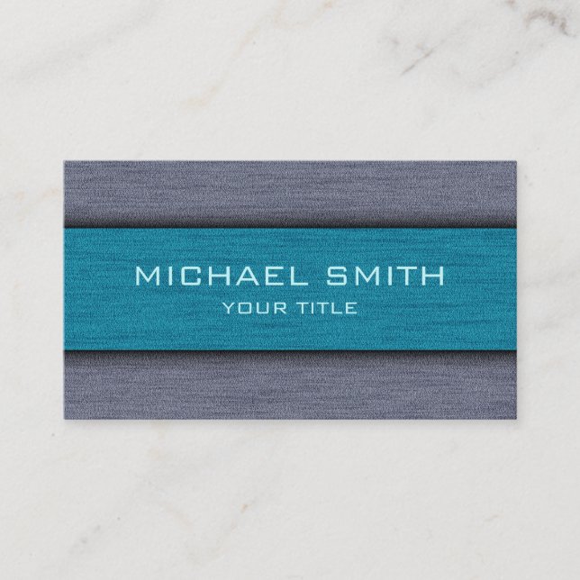 Teal Blue and Gray Professional Modern Business Card (Front)