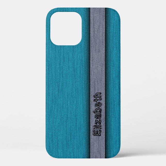 Teal Blue and Gray Professional Modern Case-Mate iPhone Case (Back)