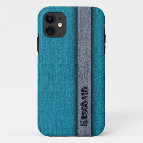 Teal Blue and Gray Professional Modern iPhone 11 Case