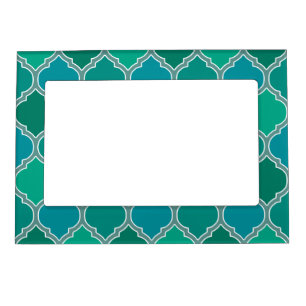 Teal Blue and Green Moroccan Lattice Magnetic Frame