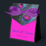 Teal Blue and Hot Pink Peacock Wedding Favor Boxes<br><div class="desc">Beautiful teal blue and hot pink peacock wedding favor boxes. You can personalize this elegant royal,  teal blue and hot pink peacock feather wedding favor box with your text in the font style you like,  add a background color and change the ribbon color.</div>