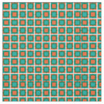 Teal Blue and Orange Lattice Pattern Fabric