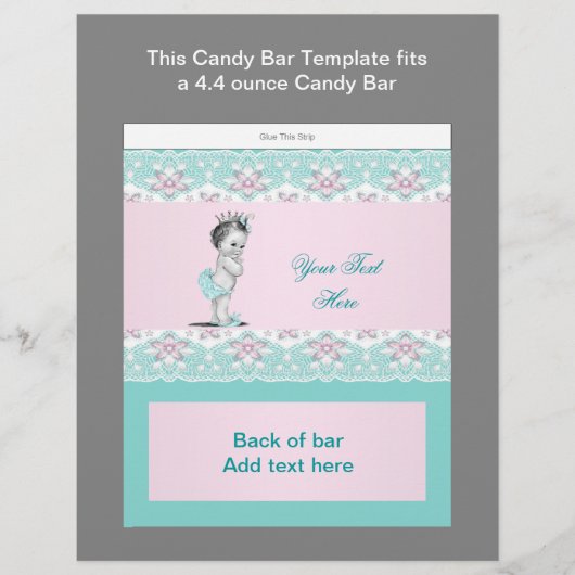 Teal Blue and Pink Baby Shower Candy Bar Wrapper (Front)