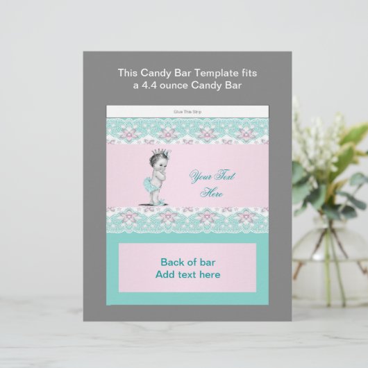 Teal Blue and Pink Baby Shower Candy Bar Wrapper (Standing Front)