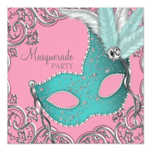 Teal And Pink Invitations 8