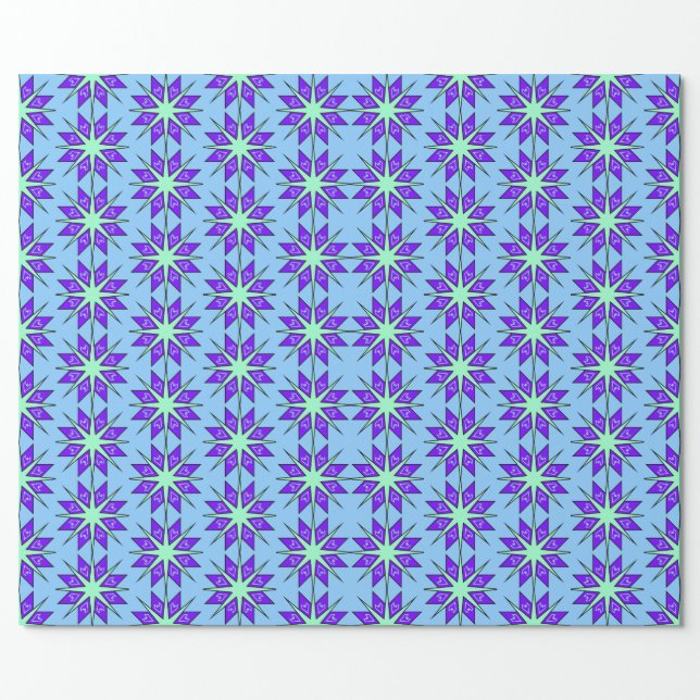 Teal blue and purple all occasion wrapping paper