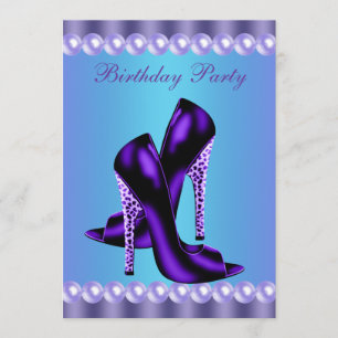 Teal Blue and Purple Birthday Party Invitation