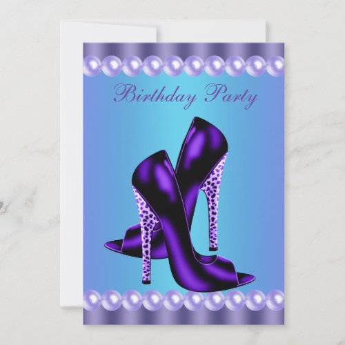 Teal Blue and Purple Birthday Party Invitation