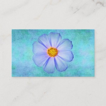 Teal Blue And Purple Daisy On Aqua Watercolor Business Card by SilverSpiral at Zazzle