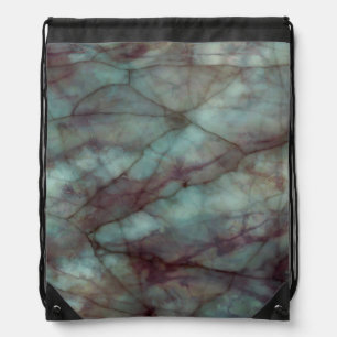 Teal Blue and Purple Fluorite Marble Drawstring Bag