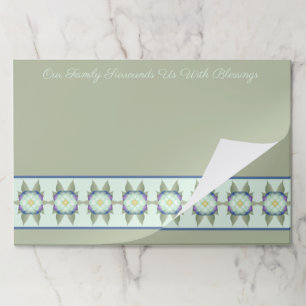 Teal Blue and Sage Green Accented Paper Placemat