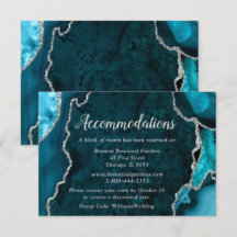 Teal Blue and Silver Agate Wedding Accommodations