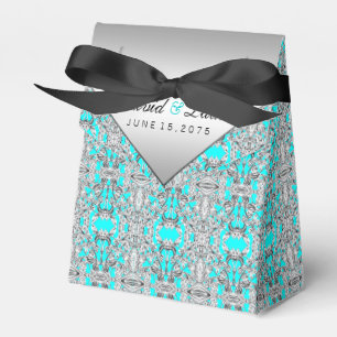 Teal Blue and Silver Wedding Favor Boxes