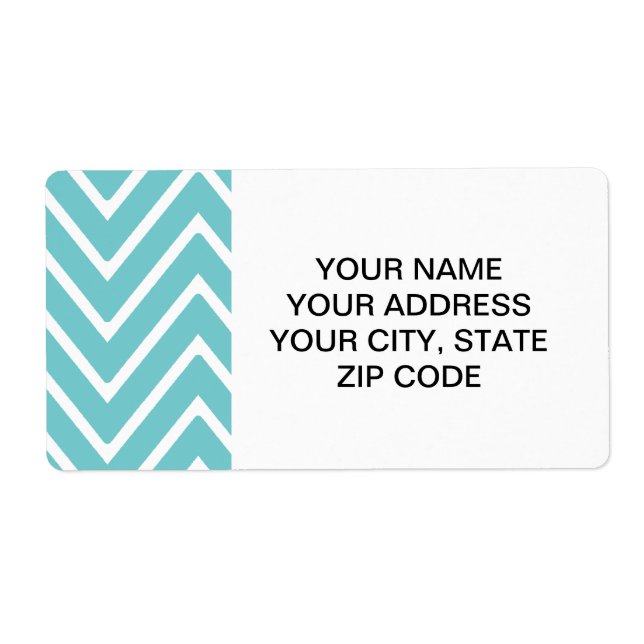Teal Blue and White Chevron Pattern 2 Label (Front)