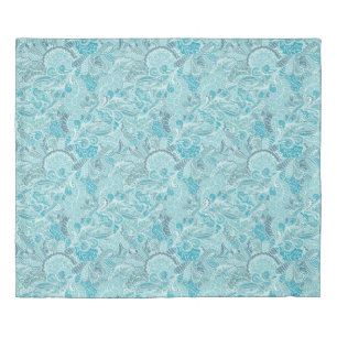 Teal Blue and White Elegant Duvet Cover