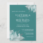 Teal Blue And White Floral Wedding Invitations at Zazzle