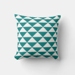 Teal Blue And White Geometric Triangular Pattern Throw Pillow at Zazzle