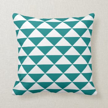 Teal Blue And White Geometric Triangular Pattern Throw Pillow by sc0001 at Zazzle