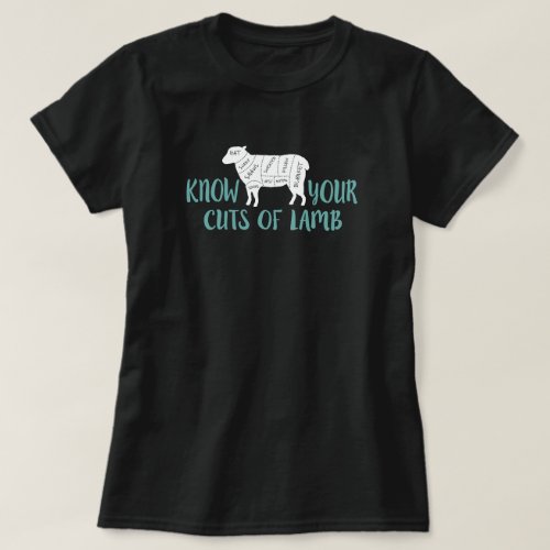 Teal Blue and White Know Your Cuts of Lamb T_Shirt