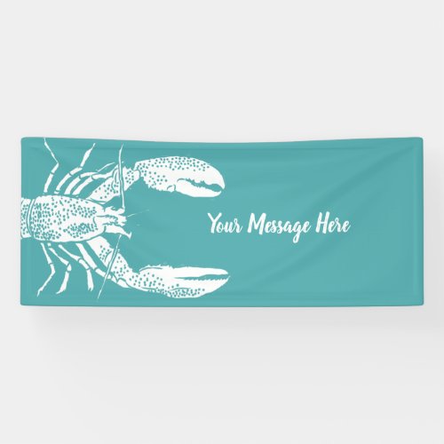 Teal Blue and White Lobster Personalized Banner