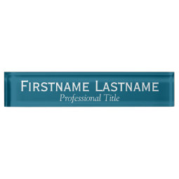 Teal Blue and White Name and Professional Title Desk Name Plate | Zazzle