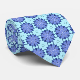 Teal, Blue and White Pattern Neck Tie