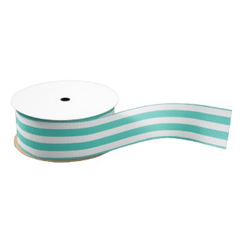 Teal Blue And White Stripe Pattern Grosgrain Ribbon by allpattern at Zazzle