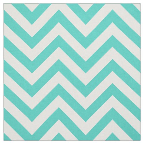 Teal Blue and White Zigzag Stripes Chevron Pattern Fabric