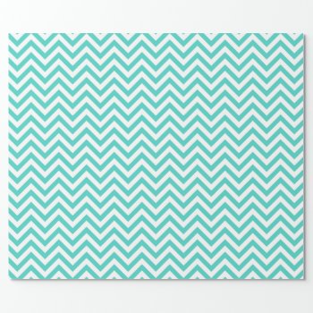 Teal Blue And White Zigzag Stripes Chevron Pattern Wrapping Paper by allpattern at Zazzle