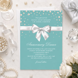 Teal Blue Anniversary Dinner Invitation