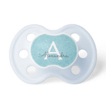 Teal Blue Aqua Glitter & Sparkle Monogram Baby Pacifier Teal Blue Aqua Glitter & Sparkle Monogram Baby Pacifier