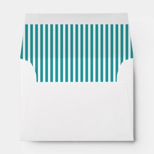 Teal Blue Aqua Stripe Lined Envelope