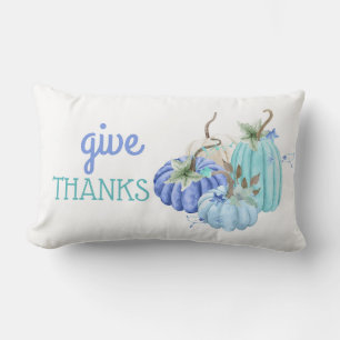 Teal Blue Aqua Taupe Pumpkin Autumn Fall Lumbar Pillow