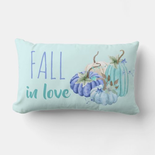 Teal Blue Aqua Taupe Pumpkin Autumn Fall Lumbar Pillow