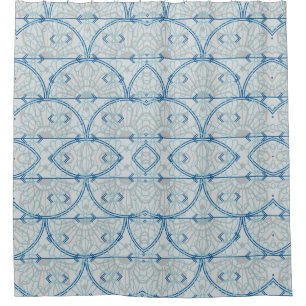 Teal Blue Arch with Gray  Shower Curtain