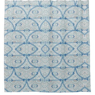 Teal Blue Arch with Gray  Shower Curtain